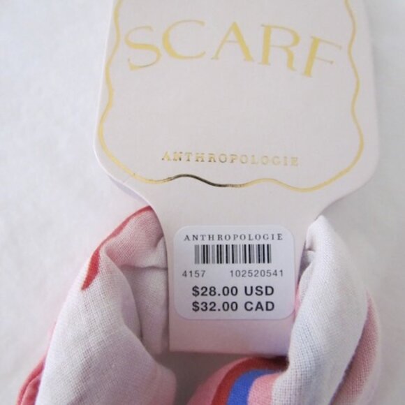 Maeve Printed Bandana Scarf 8 Balls Ivory & GIFT ANTHROPOLOGIE BARRETTES! - Picture 5 of 12